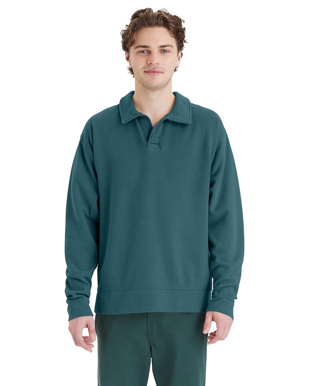 ComfortWash by Hanes Garment Dye Polo Collar Sweatshirt - GDH490